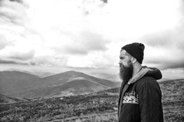 adam hipster veya sakal ve bıyık, siyah ve beyaz adam