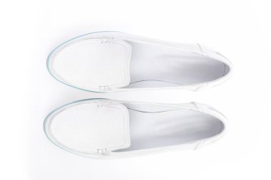 Kadın mokasen beyaz renkli, üstten görünüm