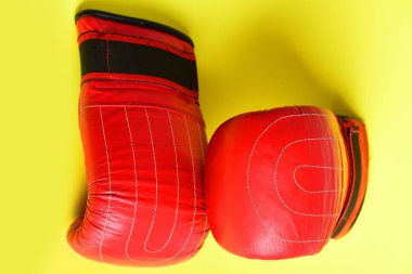 Kırmızı ve siyah renkli deri Boks eldiveni