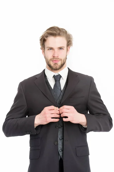 Uomo d'affari o amministratore delegato in giacca nera . — Foto Stock