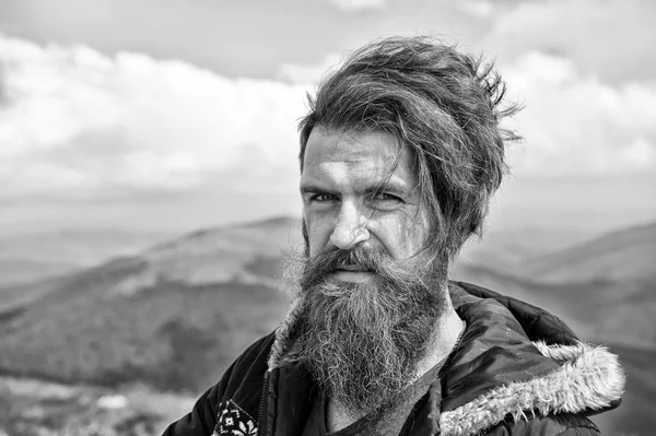 adam hipster veya sakal ve bıyık, siyah ve beyaz adam