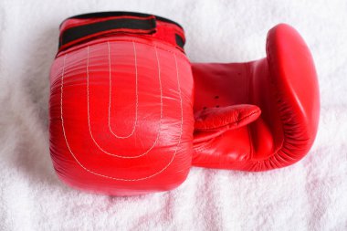 Ağır spor beyaz üzerine kırmızı boks eldivenleri