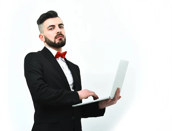 Businessman or insurance agent with beard and moustache — Stock Photo, Image