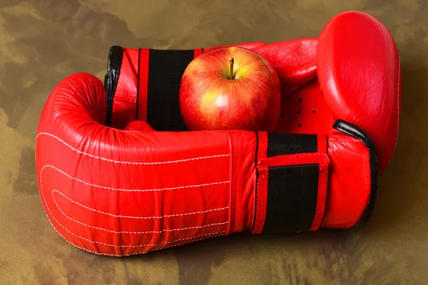 Professional box fight and dieting concept. Pair of leather spor