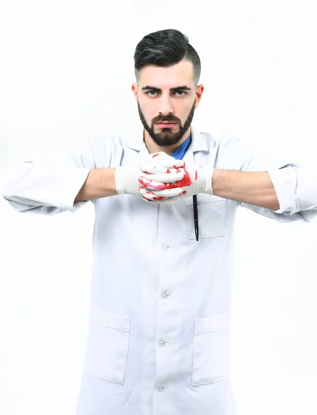 Man with beard in medical uniform. Surgery and treatment concept. — Stock Photo, Image