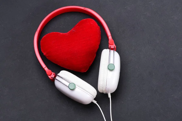 Headset for music and love symbol. Music accessories