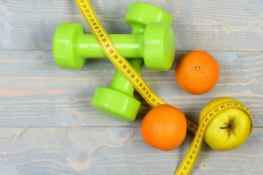 aerobik kavramı, teyp, meyve ölçme ile Halter ağırlık