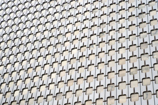 Panorâmica e perspectiva de ângulo largo vista para o fundo azul de aço de vidro — Fotografia de Stock