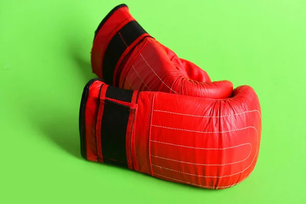 Professional box and strong fight concept. Sport equipment on green — Stock Photo, Image