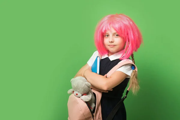 Kid with serious face in school uniform. Childhood concept — Stock Photo, Image