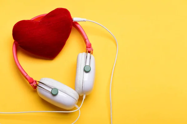 Headset for music and heart shaped player. Music accessories