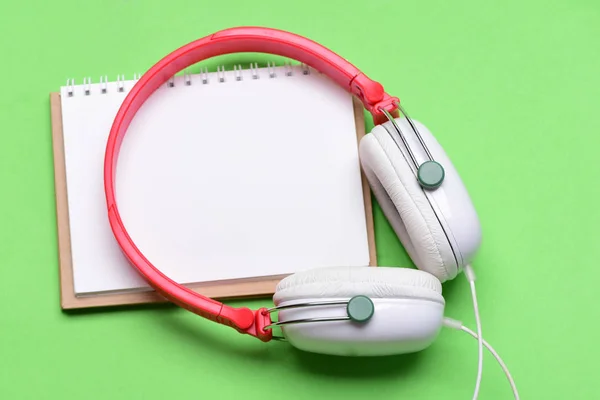Headset for music and blank page with copy space
