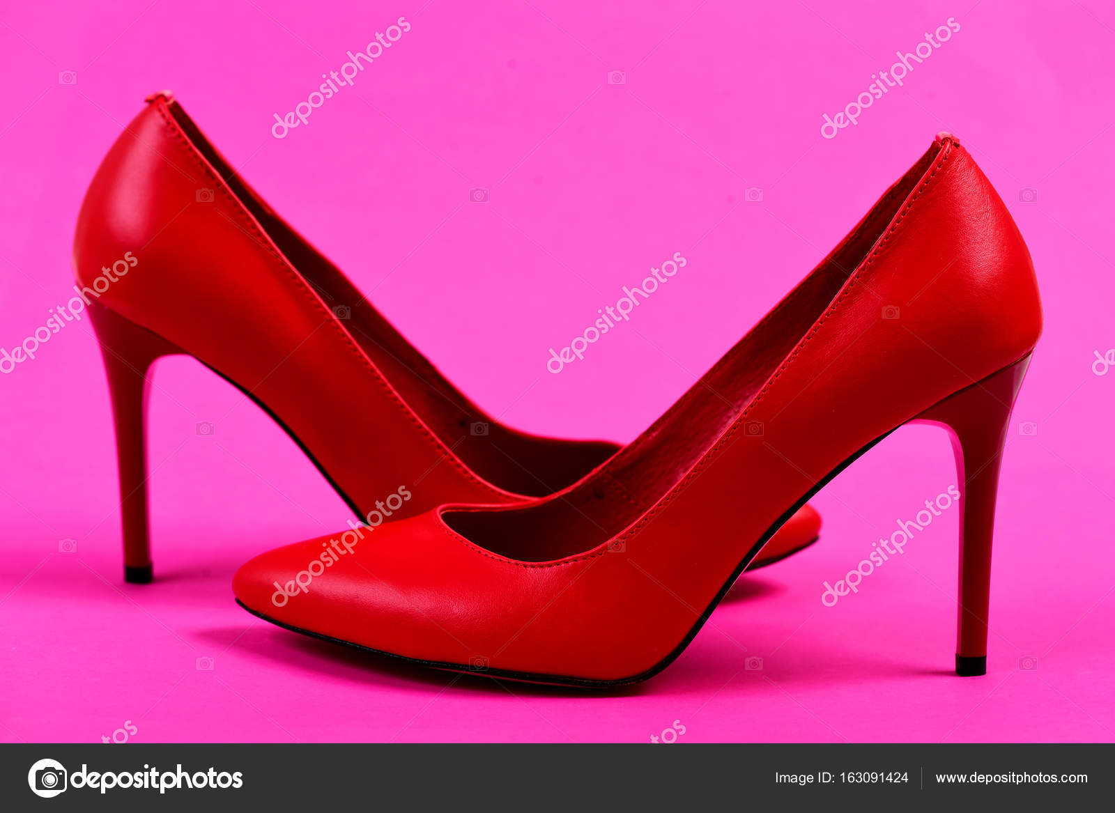 Womens accessories on pink background high heel formal shoes Stock Photo stetsik 163091424