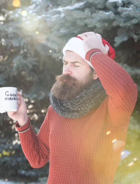 Frown man in santa hat — Stock Photo, Image