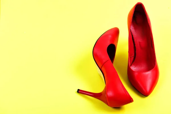 Formal female high heel footwear in red color — Stock Photo, Image