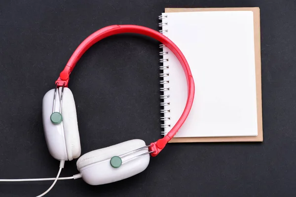 Headset for music and blank page with copy space