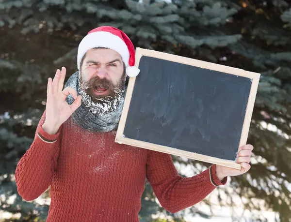 Homem santa com quadro branco — Fotografia de Stock