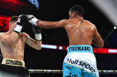 Kimliği belirsiz bir boksörler sıralaması için kavga sırasında halka