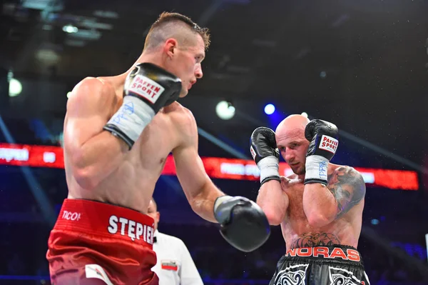 Boxeadores no identificados en el ring durante la lucha por los puntos de ranking —  Fotos de Stock