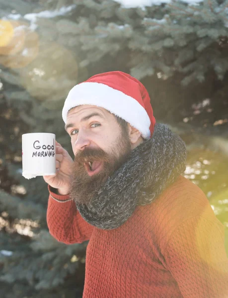 Cheerful man in santa hat — Stock Photo, Image