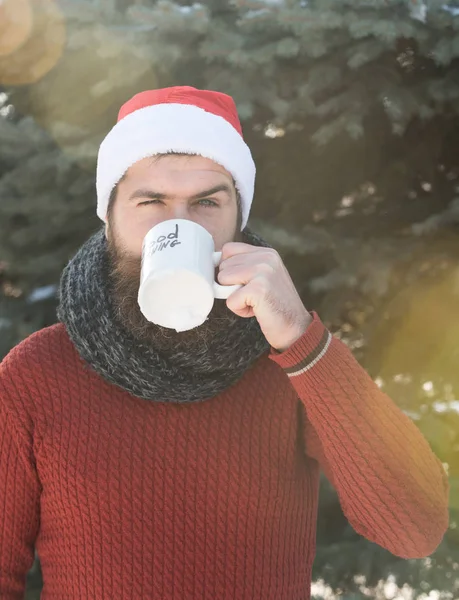 Frown man in santa hat — Stock Photo, Image