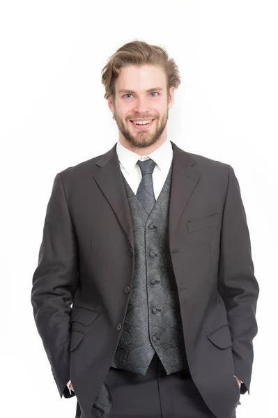 Homem em roupa formal isolado em branco . — Fotografia de Stock