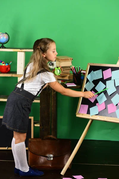 Çalışma odası ve okul kavramı için geri. Ponytails kızla