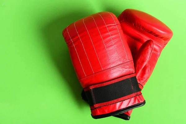 Pair of leather boxing sportswear. Boxing gloves in red color — Stock Photo, Image