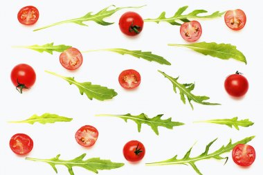 taze sebze, kiraz domates ve yeşil roka WHI üzerinde izole