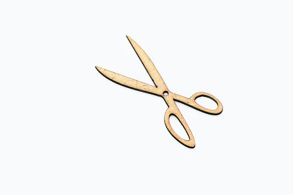 Decorative wooden scissors isolated on white background — Stock Photo, Image