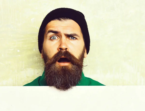 Bearded man posing on studio wall background — Stock Photo, Image