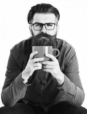 Sakallı adam, acımasız beyaz hipster ora tutan bıyıklı