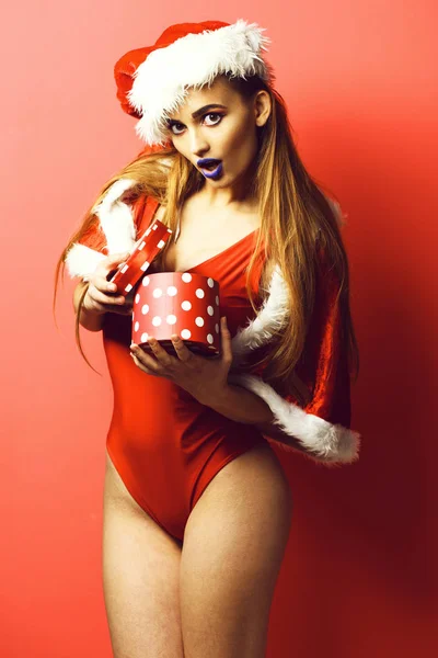 Hübsche Mode sexy Weihnachtsmann Mädchen — Stockfoto