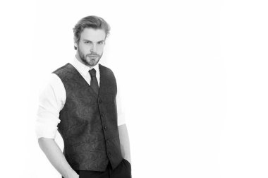 adam ya da ciddi beyefendi yelek ve kravat