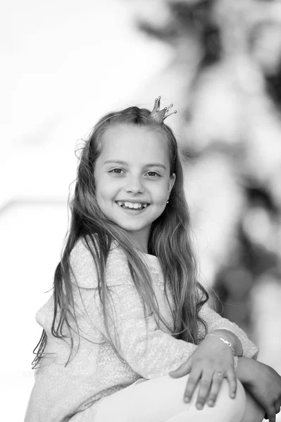 Πορτρέτο ενός όμορφου μικρού ευτυχισμένου κοριτσιού πριγκίπισσα — Φωτογραφία Αρχείου