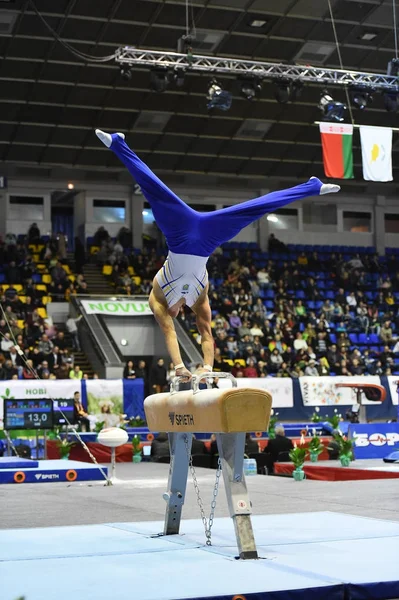 Gimnasta masculina que realiza en caballo de pomo —  Fotos de Stock