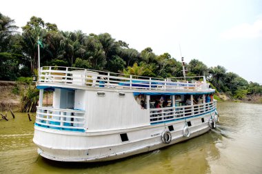 Nehir boyunca yüzen yolcu gemisi