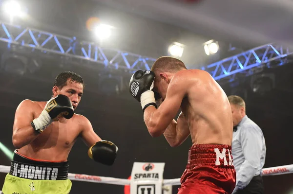 Un boxeur non identifié dans le ring pendant la lutte pour le classement des points — Photo