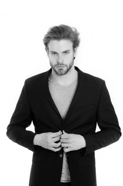 sakallı adam veya ceketli beyaz izole iş adamı çocuk