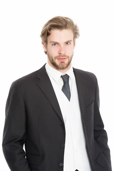 Manager with beard on serious face. — Stock Photo, Image