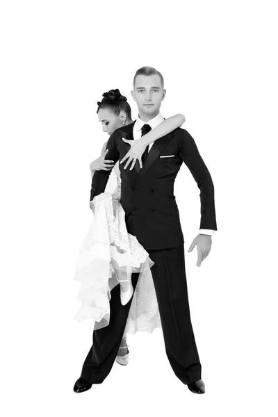 ballrom dance couple in a dance pose isolated on white bachground