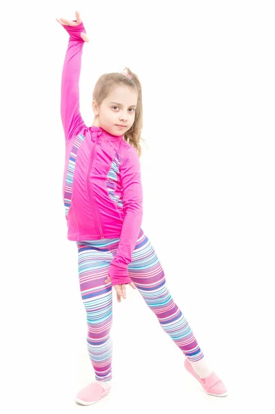 Workout of small girl isolated on white background. — Stock Photo, Image