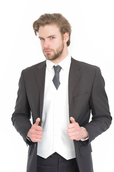 Geschäftsmann oder Ceo in schwarzer Jacke. — Stockfoto