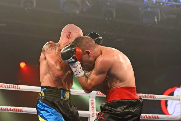 Boxeurs Ismael Garcia et Denys Berinchyk dans le ring — Photo