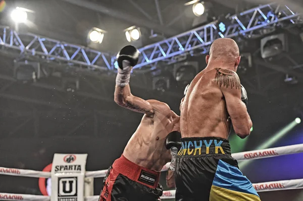 Boxeadores Ismael Garcia y Denys Berinchyk en el ring —  Fotos de Stock