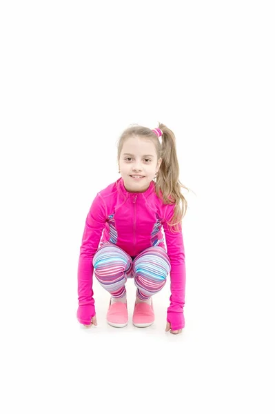 Workout of small girl isolated on white background. — Stock Photo, Image