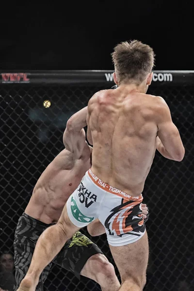 Luchadores mma luchan en el ring — Foto de Stock