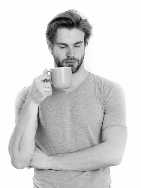 çay veya kahve polisi sabah uykulu adamla