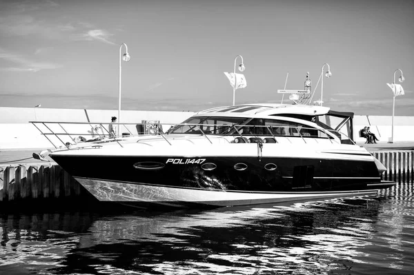 Sopot Lengyelország Szeptember 2016 Luxus Jachtok Dokkolt Kikötőben Molo Sopot — Stock Fotó
