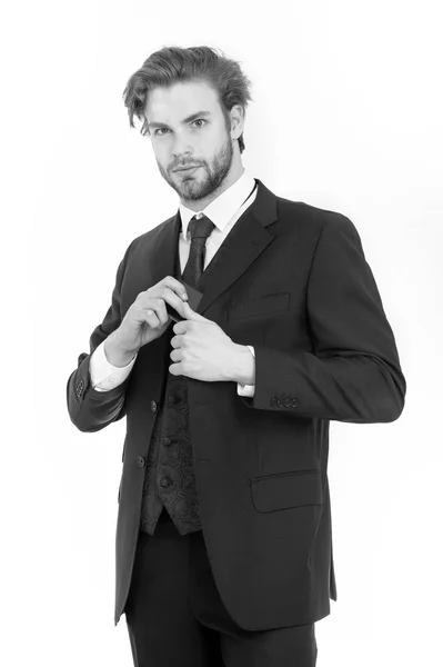 Homem em roupa formal com telefone celular. — Fotografia de Stock